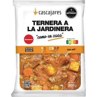 Ternera a la jardinera 1 ración sin gluten sin lactosa envase 300 g - Cascajares