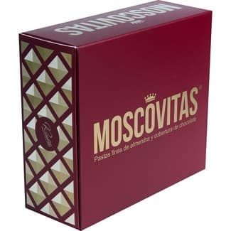 Pastas de fina masa de almendra y nata con cobertura de chocolate estuche 250 g - Moscovitas De Rialto