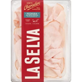 Corte Charcutero pechuga de pavo cocida en lonchas sin gluten sin lactosa envase 90 g - La Selva