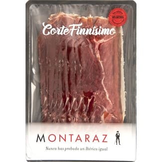 Corte Finnísimo jamón de cebo de campo ibérico 50% raza ibérica en lonchas envase 80 g - Montaraz
