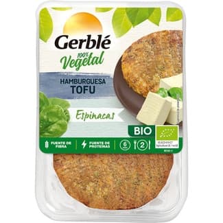 Bio hamburguesa de tofu y espinacas 100% vegetal y ecológica pack 2 unidades 80 g - Gerble