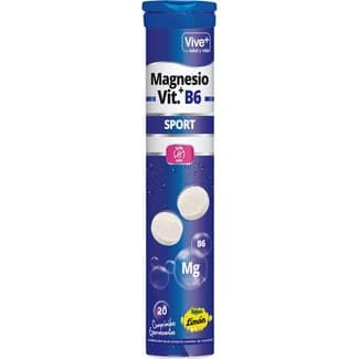 Sport magnesio y vitamina B6 sabor limón y sin gluten bote 20 comprimidos efervescentes - Vive+