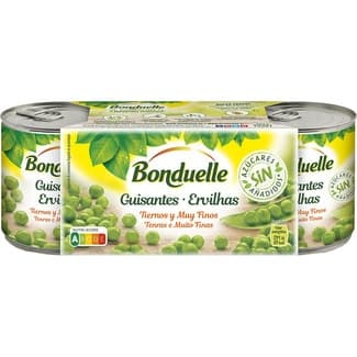 Guisantes al natural tiernos y muy finos pack 3 latas 140 g neto escurrido - Bonduelle