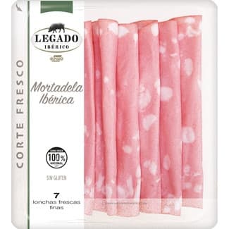 Corte Fresco mortadela ibérica en lonchas finas sin gluten sin lactosa envase 150 g - Legado Iberico