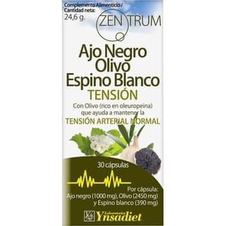 Zentrum ajo negro con olivo y espino blanco ayuda a mantener la tensión arterial normal bote 30 cápsulas - Ynsadiet