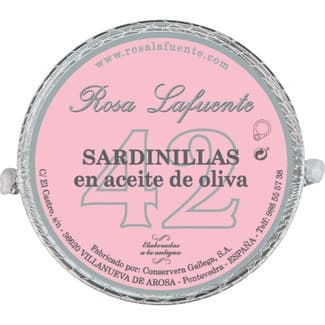 Sardinillas en aceite de oliva 42 piezas lata 84 g neto escurrido - Rosa Lafuente