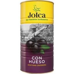 Aceitunas negras con hueso variedad Cacereña lata 750 g neto escurrido - Jolca