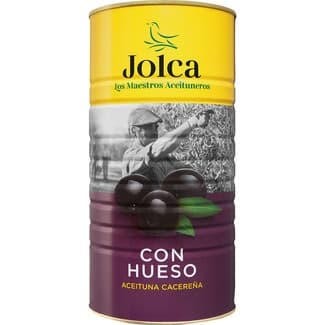 Aceitunas negras con hueso variedad Cacereña lata 750 g neto escurrido - Jolca