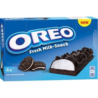 Snack de bizcocho de cacao con crujiente de galleta y crema de vainilla fresca pack 4 unidades 27 g - Oreo