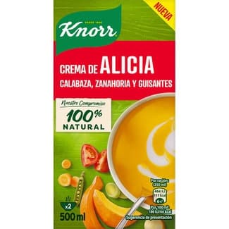 Crema de Alicia con calabaza, zanahoria y guisantes envase 500 ml - Knorr