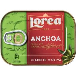 Filetes de anchoa del Cantábrico en aceite de oliva elaboradas a mano lata 45 g neto escurrido - Lorea