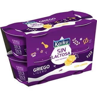 Griego ligero con limón sin gluten sin lactosa pack 4 unidades 90 g - Kaiku