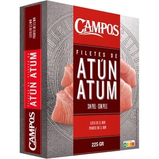 Filetes de atún solomillos sin piel estuche 225 g neto escurrido - Campos