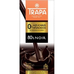 Chocolate negro 80% extrafino 0% azúcares añadidos y sin gluten tableta 80 g - Trapa