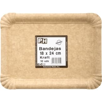 Kraft bandeja desechable 18 x 24 cm paquete 10 unidades - P&h