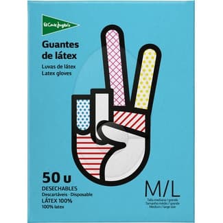 Guantes desechables de látex talla mediana-grande caja 50 unidades - El Corte Ingles