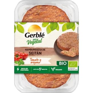 Bio hamburguesa de seitán, tomate y orégano ecológica pack 2 unidades 90 g - Gerble