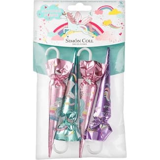 Paraguas de chocolate con leche Unicornio pack 4 unidades envase 60 g - Simon Coll
