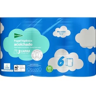 Papel higiénico acolchado 3 capas muy suave paquete 6 rollos - El Corte Ingles
