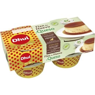 Flan de huevo y queso sin gluten pack 4 unidades 110 g - Dhul