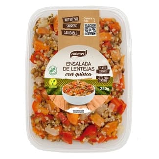 Ensalada de lentejas con quinoa sin gluten tarrina 250 g - Surinver
