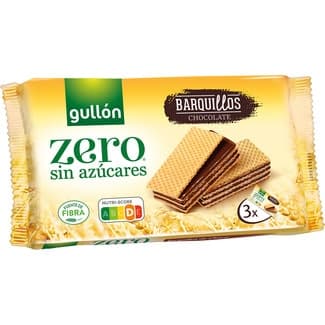 Galletas de barquillo con chocolate sin azúcares paquete 180 g - Gullon Zero