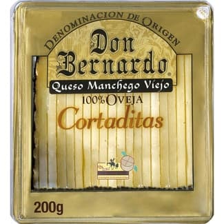 Queso viejo puro de oveja cortaditas DOP Queso Manchego cuña 200 g - Don Bernardo