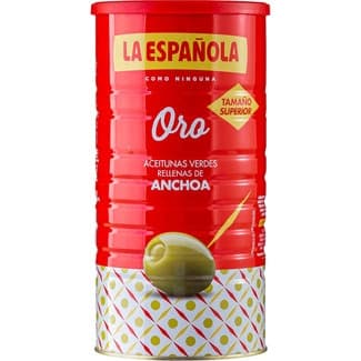 Aceitunas verdes rellenas de anchoa Oro lata 600 g neto escurrido - La Española