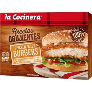 Recetas Crujientes pechuga de pollo para burguers 2 unidades estuche 227 g - La Cocinera