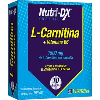 L-Carnitina + vitamina B6 disminuye el cansancio y la fatiga envase 10 ampollas - Nutri-dx