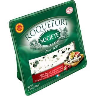Queso francés roquefort de oveja elaborado con leche cruda DOP cuña 100 g - Societe