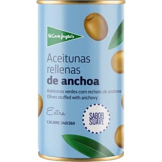 Aceitunas rellenas de anchoa suaves 25% menos sal lata 150 g neto escurrido - El Corte Ingles