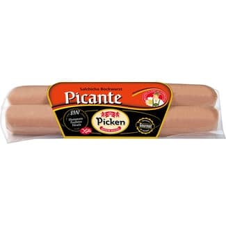 Salchichas Bockwurst cocidas y ahumadas de cerdo picantes sin gluten pack 2 x 85 g envase 170 g - Picken