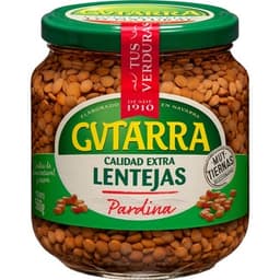 Lentejas pardina cocidas sin lactosa frasco 400 g neto escurrido - Gvtarra