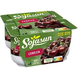 Especialidad vegetal de soja con cereza sin gluten sin lactosa  pack 4 unidades 100 g - Sojasun