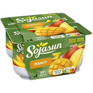 Especialidad vegetal de soja con mango sin gluten sin  lactosa pack 4 unidades 100 g - Sojasun