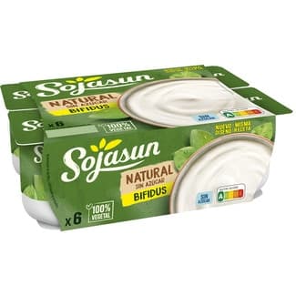 Bífidus vegetal de soja natural sin azúcar sin lactosa pack 6 unidades 100 g - Sojasun