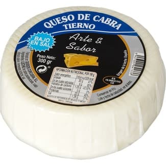 Queso de cabra tierno bajo en sal elaborado con leche pasteurizada pieza 300 g - Arte Y Sabor