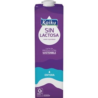 Leche entera sin lactosa enriquecida en vitaminas A, D, E y ácido fólico brik 1 l - Kaiku