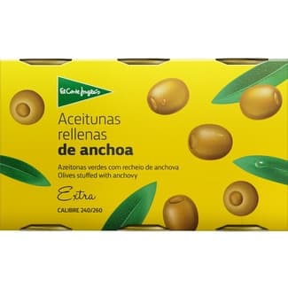 Aceitunas rellenas de anchoa pack 3 latas 150 g neto escurrido - El Corte Ingles