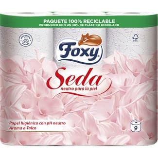 Papel higiénico Seda con pH neutro 3 capas paquete 9 rollos - Foxy
