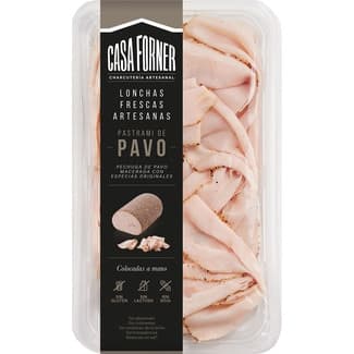 Pastrami de pavo en lonchas frescas artesanas envase 100 g sin gluten sin lactosa - Casa Forner