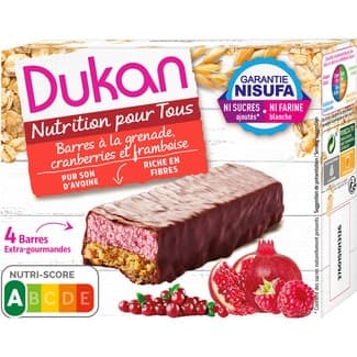 Barritas de salvado puro de avena a la granada, arándanos y frambuesas 4 unidades envase 120 g - Regime Dukan