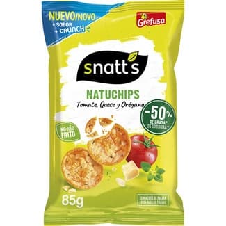 NatuChips sabor tomate, queso y oregano a base de cereales, patata y soja bolsa 85 g - Snatt's