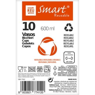 Vasos reutilizables sidra 600 cl paquete 10 unidades - Gabbiano