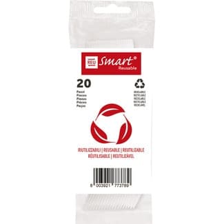 Tenedor transparente reutilizable paquete 20 unidades - Gabbiano