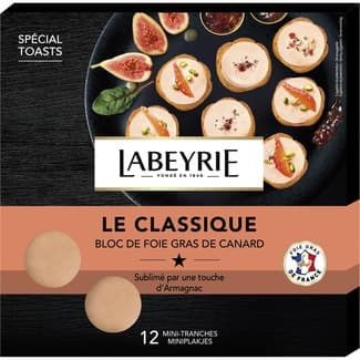Le Classique bloc de foie gras de pato en 12 mini lonchas sin gluten envase 90 g - Labeyrie