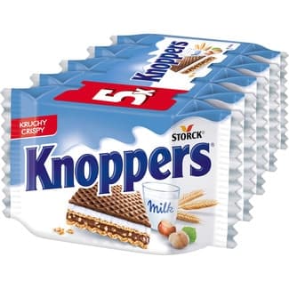 Galletas de barquillo con leche y avellanas 5 envases 25 g individuales - Knoppers