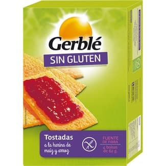 Tostadas a la harina de maíz y arroz sin gluten envase 250 g - Gerble