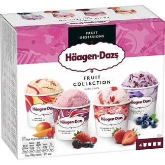 Fruit Collection tarrinas de crema de helado sabores a fruta 4 unidades 87 ml estuche 380 ml - Haagen-dazs